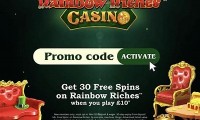Rainbow Riches Promo Code Canada • $10 Min Deposit • 100% Match Bonus 2026